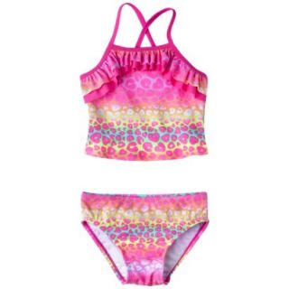 Circo Infant Toddler Girls 2 Piece Cheetah Tankini Swimsuit Set   Pink 18 M