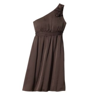 TEVOLIO Womens Satin One Shoulder Rosette Dress   Brown   2