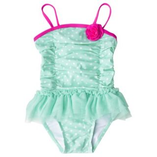 Circo Infant Toddler Girls 1 Piece Tutu Swimsuit   Green 4T