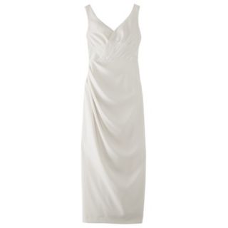 TEVOLIO Womens Soft Satin Cap Sleeve Bridal Gown   Porcelain White   4