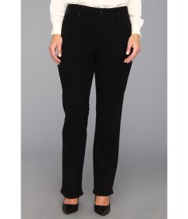 NYDJ Plus Size Plus Size Marilyn Straight Leg Soft Brushed Denim Womens Jeans (Black)