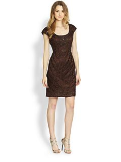 Sue Wong Soutache Embroidered Cocktail Dress   Chocolate