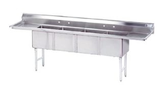Advance Tabco Fabricated Sink   18 Right Left Drainboard, (4)18x24x14 Bowl, Stainless Steel