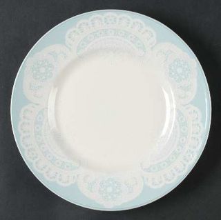 222 Fifth (PTS) Queen AnneS Lace Blue Salad Plate, Fine China Dinnerware   Whit