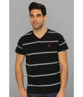 U.S. Polo Assn Narrow Striped V Neck T Shirt Mens T Shirt (Black)