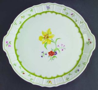 Heinrich   H&C Chambord (Floral) Handled Cake Plate, Fine China Dinnerware   Emb