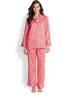Natori Fleur Printed Cotton Pajama Set   Mandarin