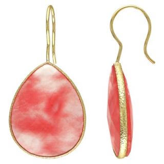 Yellow Plated Brass 45ct Synthetic Cherry Quartz Hook Earrings