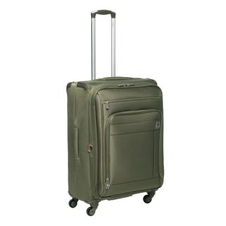 Delsey Helium Superlite 25 inch 4 wheel Spinner Upright Suitcase (GreenMaterials Fabric, metal, plasticPockets Two (2) exterior pockets, two (2) interior pocketsWeight 9.6 poundsCarrying handle One (1) top handle, one (1) side handle, telescoping wand