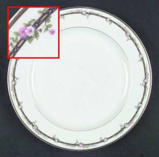Henri Creanges Monticello Dinner Plate, Fine China Dinnerware   Pink Flowers, Bl