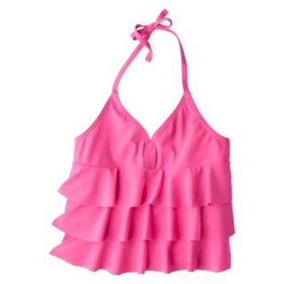 Xhilaration Girls Ruffled Tankini Swimsuit Top   Pink XS