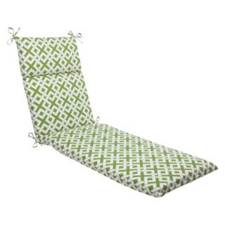 Outdoor Chaise Lounge Cushion   Green/White Boxed In Geometric
