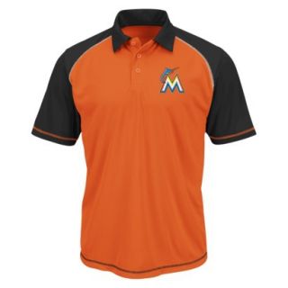 MLB Mens Miami Marlins Synthetic Polo T Shirt   Orange/Black (L)