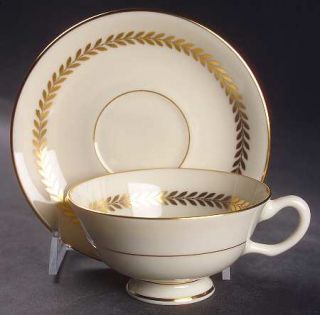 Lenox China Imperial Footed Cup & Saucer Set, Fine China Dinnerware   Inner Gold