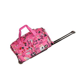 Rockland Deluxe 22 inch Pink Las Vegas Carry on Rolling Duffle Bag (600 denier polyesterDimensions: 12 inches high x 11 inches wide x 22 inches longWeight: 4.8 poundsCarrying strap/handle Wheeled )