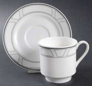 Lenox China Uptown Flat Cup & Saucer Set, Fine China Dinnerware   Decor, Black &