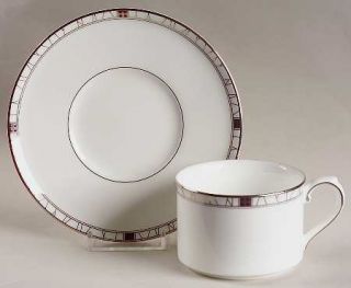Royal Doulton Elements Flat Cup & Saucer Set, Fine China Dinnerware   Bone, Silv