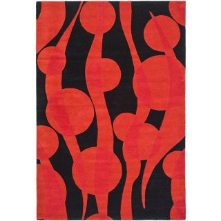 Handmade Soho Flora Black/ Red New Zealand Wool Rug (36 X 56) (blackPattern: AbstractTip: We recommend the use of a non skid pad to keep the rug in place on smooth surfaces.All rug sizes are approximate. Due to the difference of monitor colors, some rug c