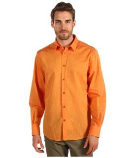 Versace Collection Linen Button Down Shirt Mens Long Sleeve Button Up (Orange)