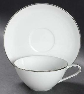 Noritake Colony Flat Cup & Saucer Set, Fine China Dinnerware   White, Coupe, Pla