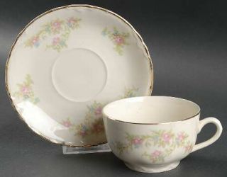 Taylor, Smith & T (TS&T) 1697 Scalloped Flat Cup & Saucer Set, Fine China Dinner