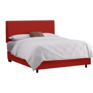 Skyline California King Bed: Arcadia Nailbutton Border Linen Bed   Antique Red