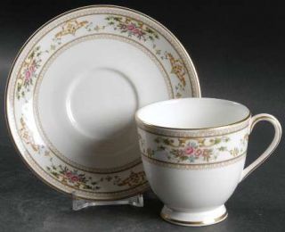 Royal Doulton Alton Footed Cup & Saucer Set, Fine China Dinnerware   Floral,Gold