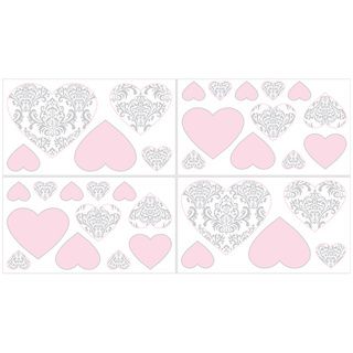 Sweet Jojo Designs Elizabeth Wall Decal Stickers (set Of 4) (Pink/grey/whitePattern: Elizabeth damaskMaterial: PaperQuantity: Four (4) sheetsSetting: IndoorDimensions: 10 inches wide x 18 inches longThe digital images we display have the most accurate col