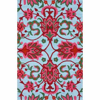Nuloom Handmade Floral Light Blue Rug (MultiPattern: FloralTip: We recommend the use of a non skid pad to keep the rug in place on smooth surfaces.All rug sizes are approximate. Due to the difference of monitor colors, some rug colors may vary slightly. W