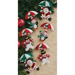 Dropping In Ornaments Felt Applique Kit 4 1/2x5 Set Of 6