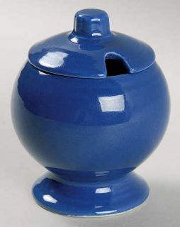 Homer Laughlin  Fiesta Cobalt Blue (Older) Mustard Jar & Lid, Fine China Dinnerw