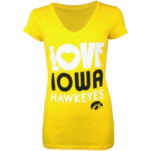 Iowa Hawkeyes Blue 84 NCAA Womens Sahara V Neck T Shirt