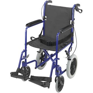 Mabis 22 Inch Lightweight Royal Blue Aluminum Transport Chair (Royal blueMaterials: AluminumLightweightContains a padded seat and backProduct has bicycle style loop lock hand brakesDesigned to provide quick, easy and safe patient transportSeat color: Blac