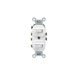 Leviton 5243W Light Switch, Duplex Combination Toggle Switch, Commercial Grade, Double 3Way White
