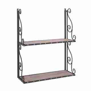 Metal/ Wood Antique Finish Wall Shelf