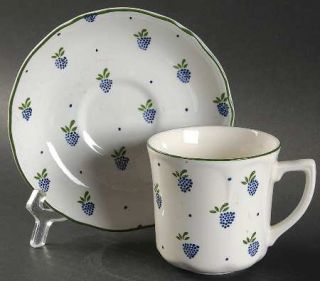 Johnson Brothers Berries Flat Cup & Saucer Set, Fine China Dinnerware   Blue Ber
