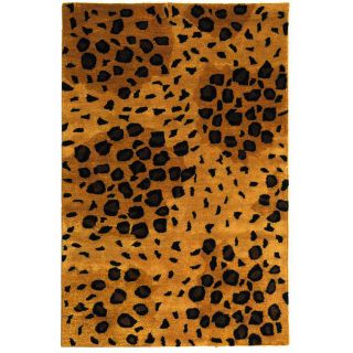 Handmade Leopard print Gold/ Black N. Z. Wool Rug (36 X 56) (GoldPattern: AnimalMeasures 0.625 inch thickTip: We recommend the use of a non skid pad to keep the rug in place on smooth surfaces.All rug sizes are approximate. Due to the difference of monito