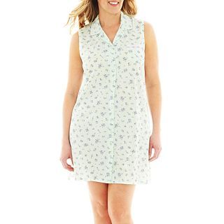 Earth Angels Sleeveless Night Shirt   Plus, Mnt Ditsy Floral, Womens