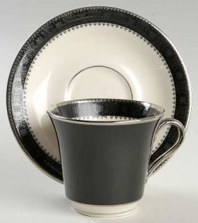 Castleton (USA) Persian Brocade Flat Cup & Saucer Set, Fine China Dinnerware   B