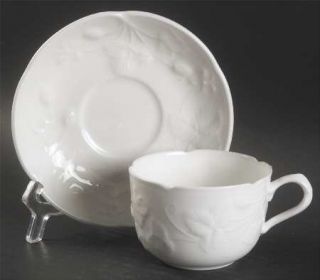 Minton Victoria Strawberry White Flat Cup & Saucer Set, Fine China Dinnerware  