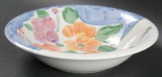 Bella Bouquet Coupe Soup Bowl, Fine China Dinnerware   Pink/Orange Flowers/Baske