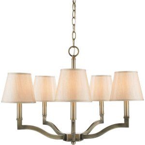 Golden Lighting GOL 3500 5 AB PMT Waverly 5 Light Chandelier with Parchment Shad