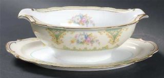 Noritake Romilly Gravy Boat with Attached Underplate, Fine China Dinnerware   Gr