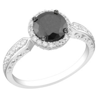 Black &White Cubic Zirconia Silver Bridal Ring 7.0