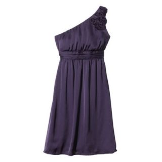 TEVOLIO Womens Plus Size Satin One Shoulder Rosette Dress   Shiny Purple   18W
