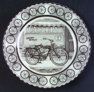 222 Fifth (PTS) Slice Of Life Cycle Shop Salad Plate, Fine China Dinnerware   Sc