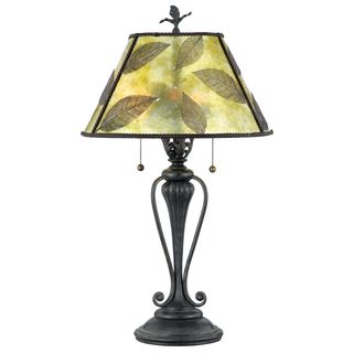 Quoizel Mica Leaf Table Lamp (ResinNumber of lights: Two (2)Requires two (2) 60 watt A19 medium base bulbs (not included)Dimensions: 28 inches high x 16 inches deepShade: 16 inches high x 8.5 inches wideWeight: 9 pounds )