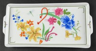 Lynn Chase Flores Rectangular Tray, Fine China Dinnerware   Bug/Rope/Floral,Mult