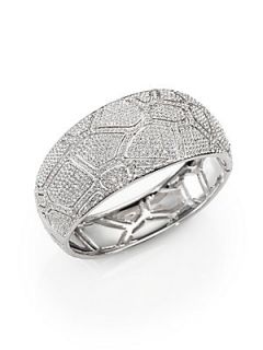 Adriana Orsini Pave Crystal Hinged Bangle Bracelet   Silver