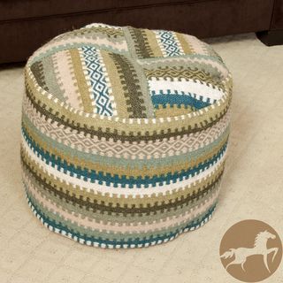 Christopher Knight Home Adan Wool Patch Pouf Ottoman (GreenStyle ModernDimensions 14 inches high x 20 inches wide x 20 inches deep )